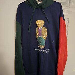 Polo by Ralph Lauren Men's Navy and Red Bear Hoodie